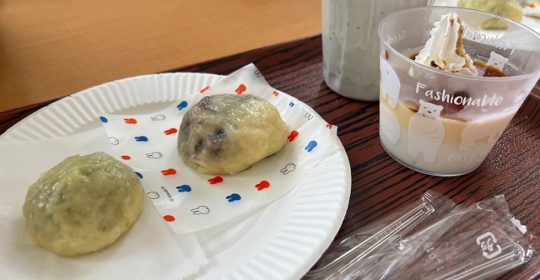 ずんだ饅頭とプリン-お楽しみおやつ